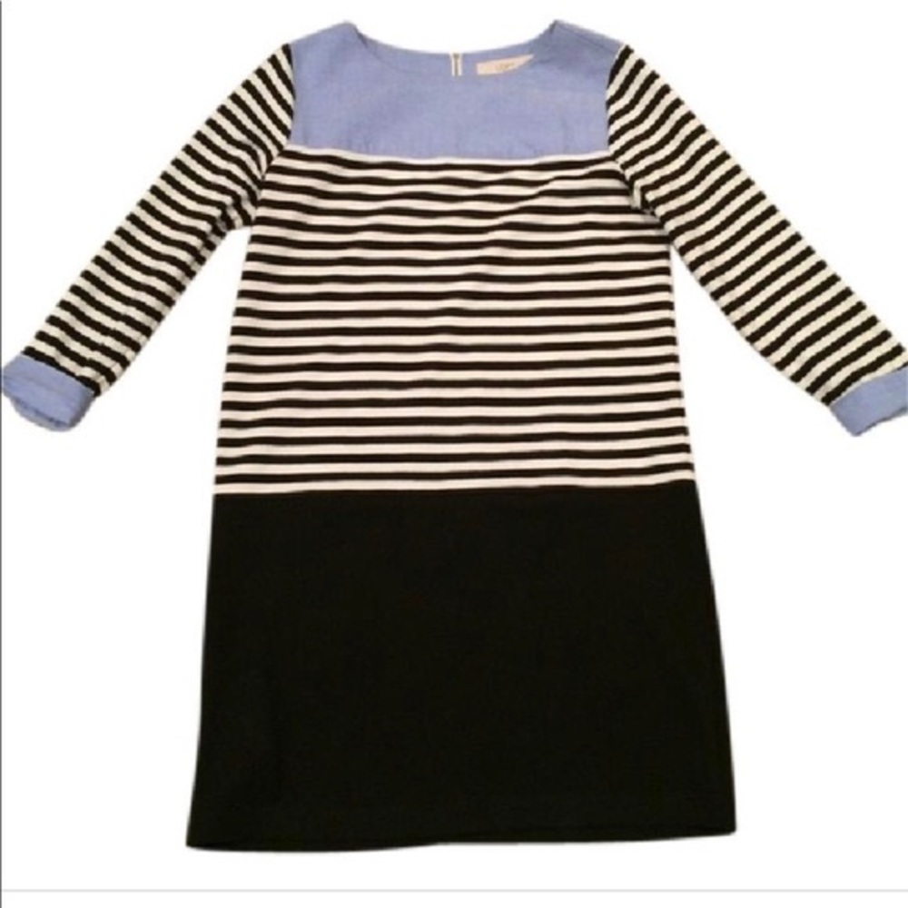 LOFT Chambray Color Block Shift Dress